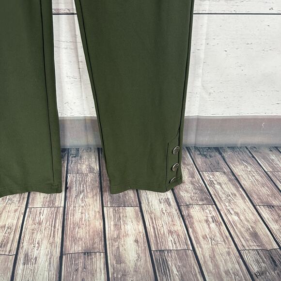 Sympli Pants Womens 4 Green Cropped Pull On Buttons Elastic Waist - Picture 2 of 14